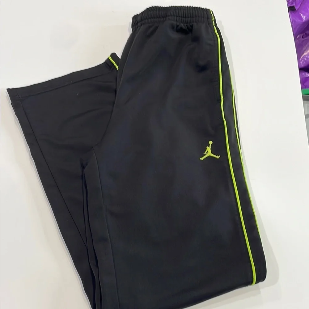 Kids Black Joggers with Neon Green Accents